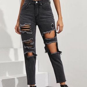 High waisted ripped mom jeans